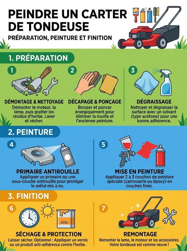 Peindre un carter de tondeuse : préparation, peinture et finition 3